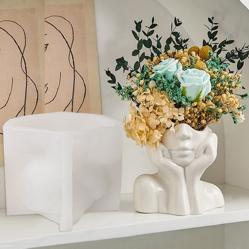 Abstract Face Planter Pot Sili - Echeveria Succulent ulasan dan harga
