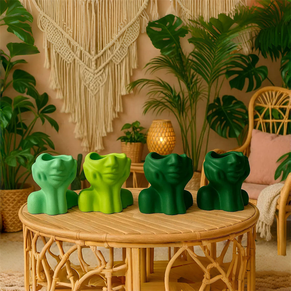 Abstract Face Planter Pot Sili - Echeveria Succulent ulasan dan harga